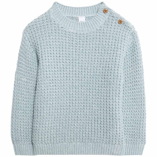 M&S boys pure cotton open knit jumper blue 6-9 months, imported from the UK