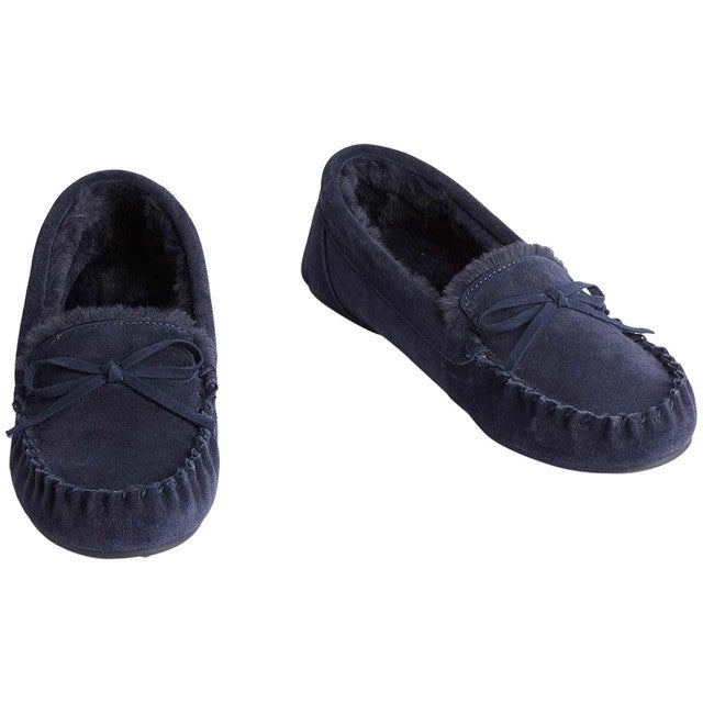 M&S suede moccasin slippers Midnight Navy size 3, imported from the UK