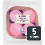Ocado British Cooked Ham Honey Cured 5 Slices 125g