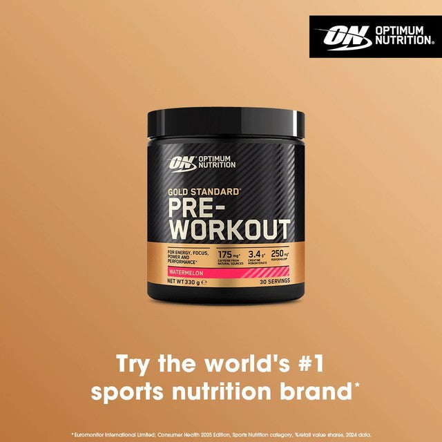 Optimum Nutrition pre-workout supplement powder watermelon flavour 330g, imported from the UK