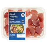 New England Seafood diced yellowfin tuna 220g, imported from the UK