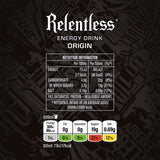 Relentless Origin energy drink 4 x 500ml, imported from the UK
