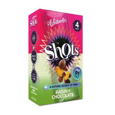 Whitworths Shots Raisin & Chocolate Snack Pack 4 x 25g