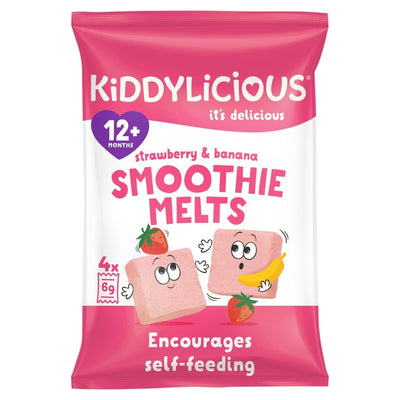 Kiddylicious Strawberry & Banana Smoothie Melts Freeze-Dried Baby Snacks 24g