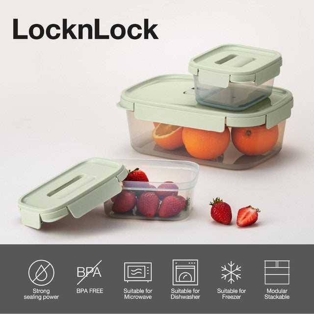 LocknLock NestnLock Sage Green food storage container set 3pc, UK version