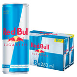 Red Bull sugar free energy drink 8 x 250ml, imported from the UK