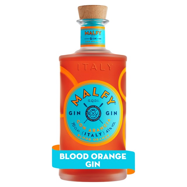 Malfy blood orange flavoured gin 70cl, imported from the UK