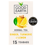 Good Earth Lemon, Ginger & Turmeric flavoured tea bags 15 count, UK version