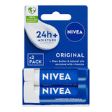 Nivea lip balm duo pack 2 x 4.8g, imported from the UK