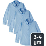 M&S Boys Regular Fit Long Sleeve Easy to Iron School Shirt 3-Pack for Age 3-4 Years