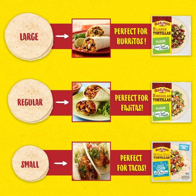Old El Paso wholewheat tortilla wraps 8 pack, imported from the UK