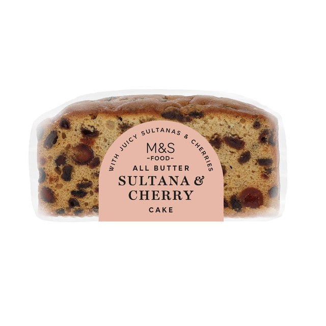M&S Sultana & Glace Cherry Cake 350g, imported from the UK