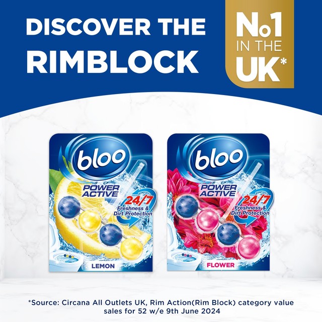 Bloo lemon toilet rim blocks 2 x 50g - British product