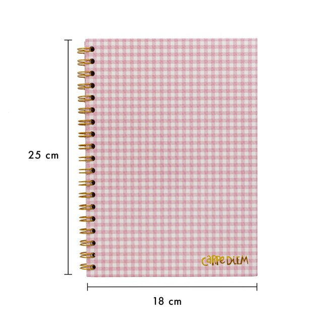 Pukka Pad Carpe Diem B5 notebook with Pink Check design, imported from the UK