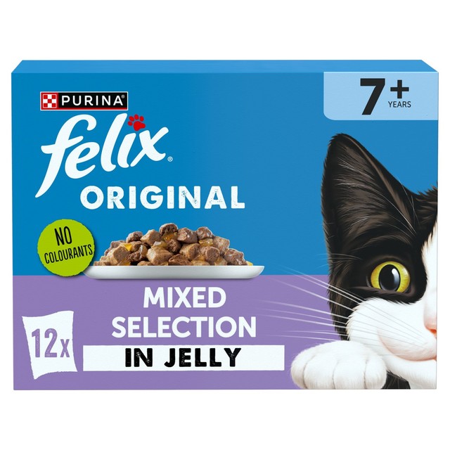 Felix Senior cat food mixed jelly selection 12x85g - British product