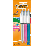 BIC 4 Colours Shine ballpoint pens pack of 3 - British product
