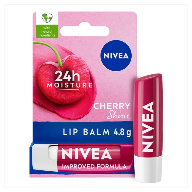 Nivea cherry shine lip balm 4.8g, imported from the UK
