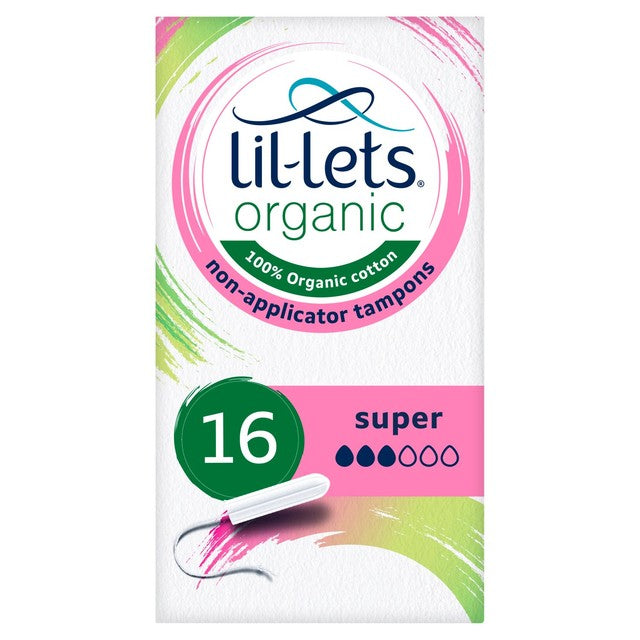 Lil-Lets organic non-applicator super tampons 16 pack, UK version