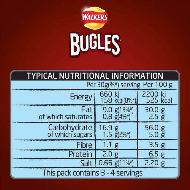 Walkers Bugles Southern Style BBQ corn snack crisps 110g (British brand)