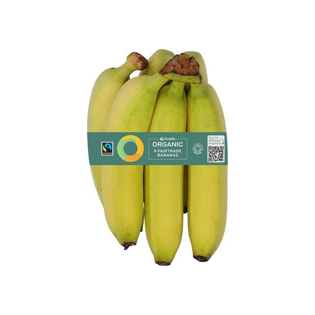 Ocado organic fairtrade bananas 6 per pack, imported from the UK