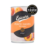Epicure Peach Halves in Fruit Juice Canned Fruit 410g