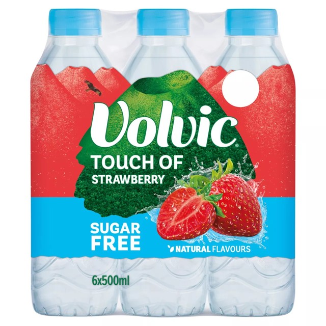 Volvic strawberry flavoured water 6 x 500ml multipack (British brand)