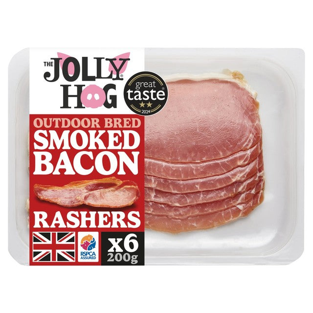 Jolly Hog smoked dry cured back bacon rashers 200g, UK version
