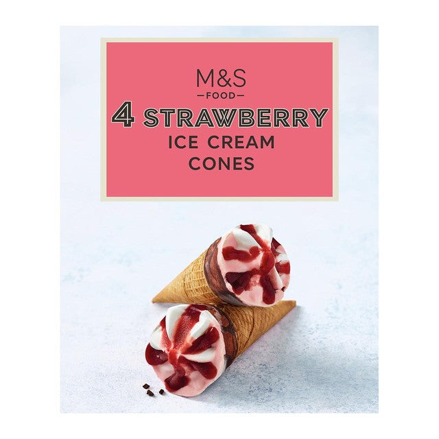 M&S strawberry ice cream cones 4 x 73g (British brand)