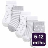 M&S Terry Stars Socks 6-12 Months Grey Pack of 5 Pairs