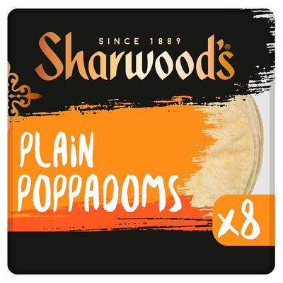 Sharwood's Plain Poppadoms Savoury Snacks 8 Pack