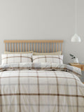 Catherine Lansfield Natural Reversible Supersoft 100% Brushed Cotton Check Duvet Cover Set