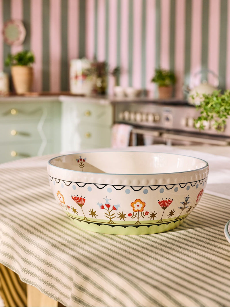 Cath Kidston cream painted table ceramic serving bowl 26cm - British product