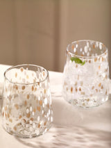 White Confetti Tumbler Glasses Set of 2