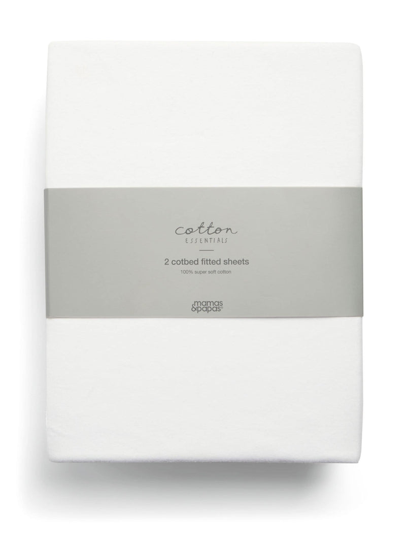 Mamas & Papas white cotbed fitted sheets 2 pack, imported from the UK