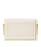 Small Shagreen Leather Vanity Tray with Gold-Tone Handles