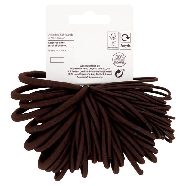 Superdrug Hair Bands Assorted Brown x70 GOODS Superdrug