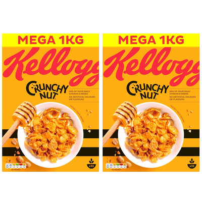 Crunchy Nut Cornflake Cereal with Honey and Peanuts, 2kg Twin Pack