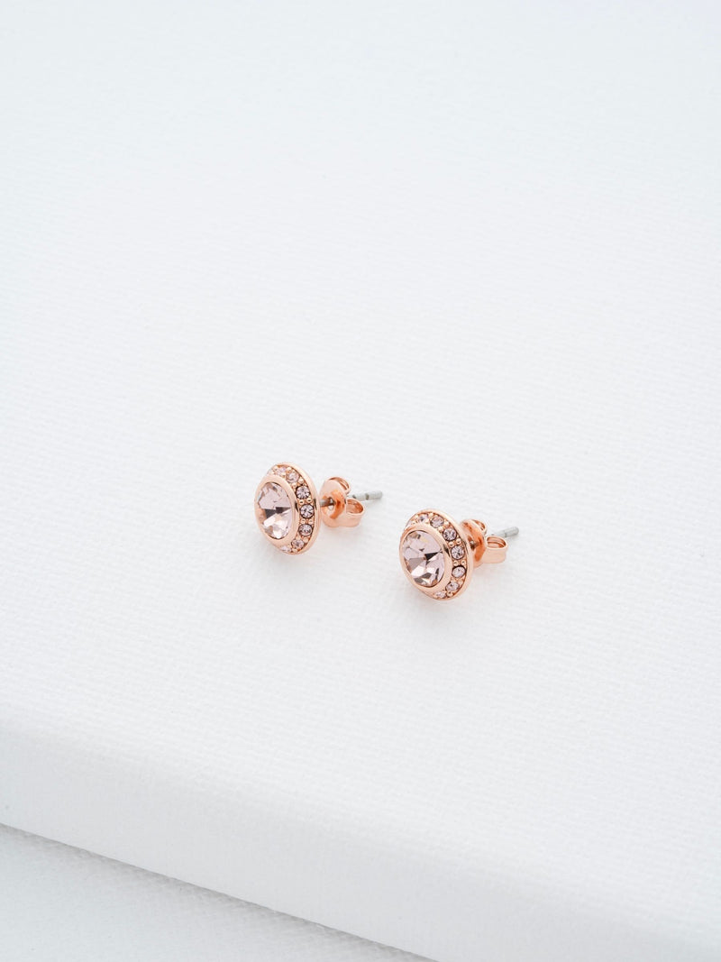 Ted Baker crystal stud earrings rose gold tone (British brand)