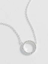 Estella Bartlett Silver Large Pave Set Circle CZ Necklace