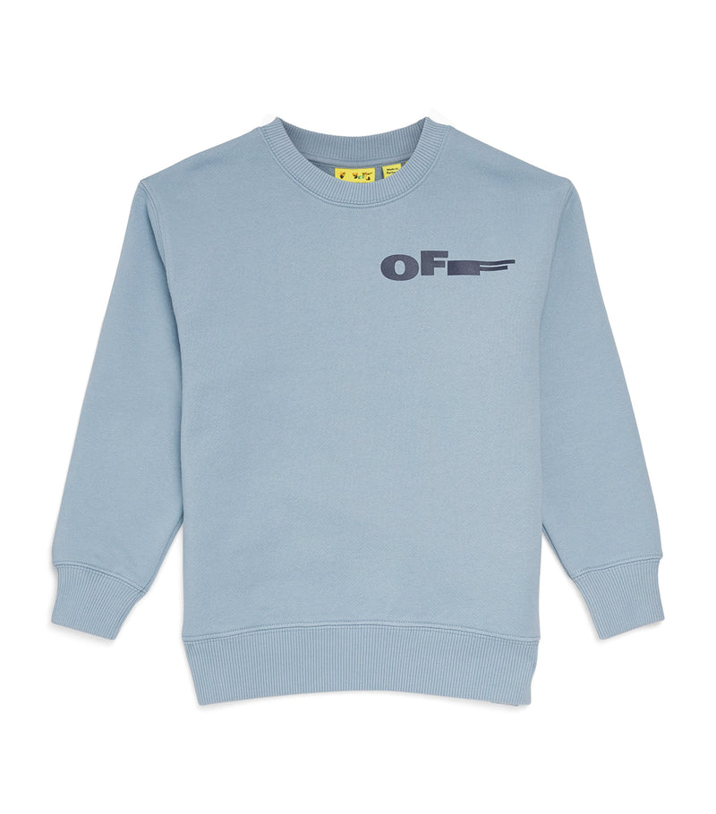 Off-White kids cotton Arrows logo sweatshirt for ages 4-12+ years, imported from the UK