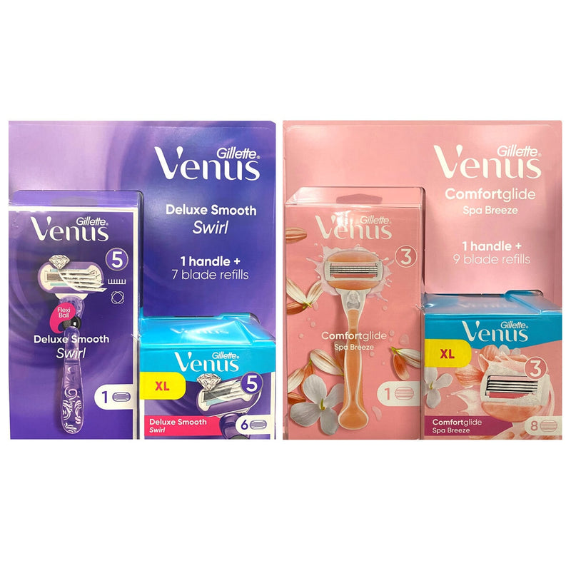 Gillette Venus razor blades two varieties, UK version
