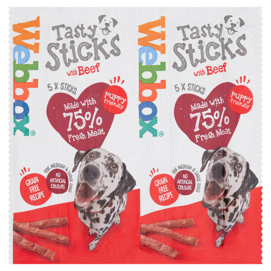 Webbox Dogs Delight Large Sticks with Beef Dog Treat 5 Pack Dog Food & Accessories ASDA