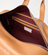 Two-Tone Grained Calfskin Holdall with Adjustable Strap and Multiple Pockets