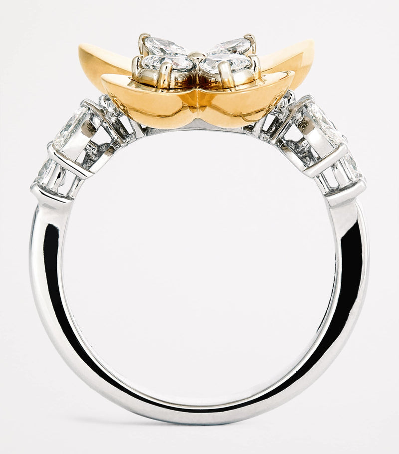 Yeprem Yellow Gold and Diamond Butterfly Ring