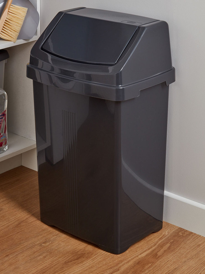 Wham Black Casa 50L plastic swing bin (British brand)
