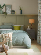 Green Sage Cotton Rich Plain Duvet Cover and Pillowcase Set