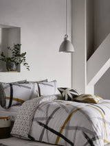 Appletree Grey Leda Geo Piped 100% Cotton Duvet Cover and Pillowcase Set