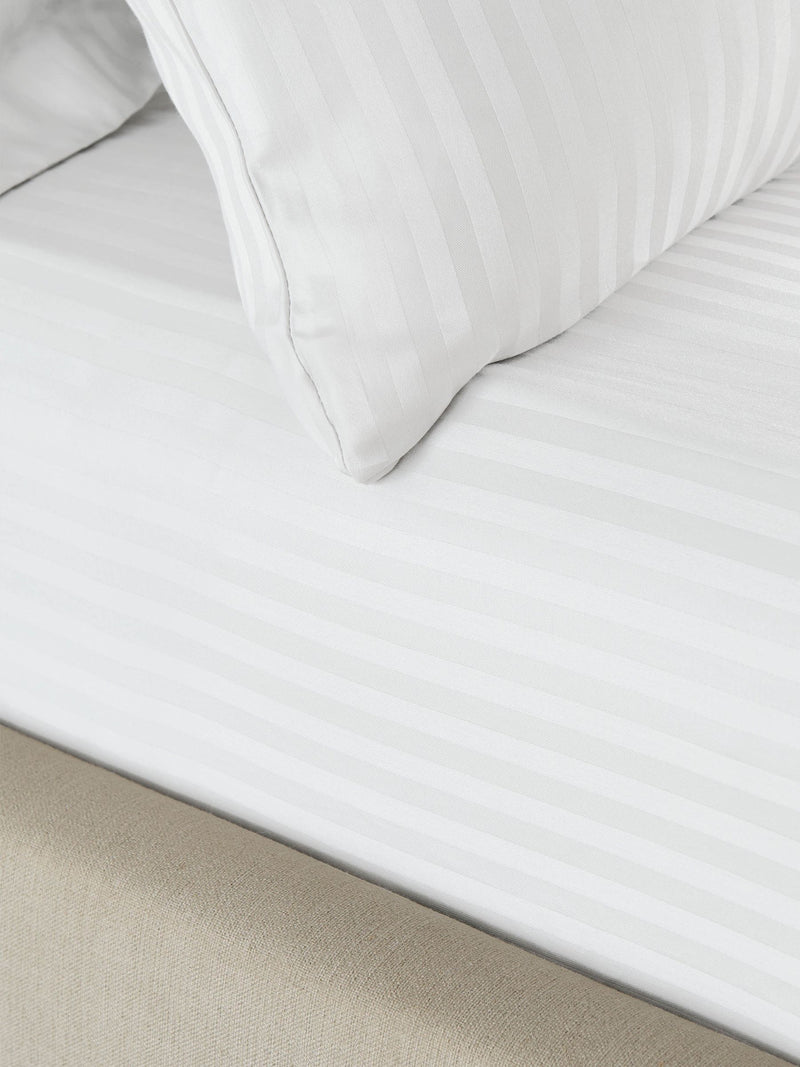 Catherine Lansfield white satin stripe fitted sheet - British product
