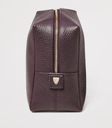 Large Leather Cosmetic Case with Fabric Lining and Zip Fastening