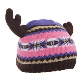 FLOSO Kids Fairisle Moose Beanie Hat with Antlers